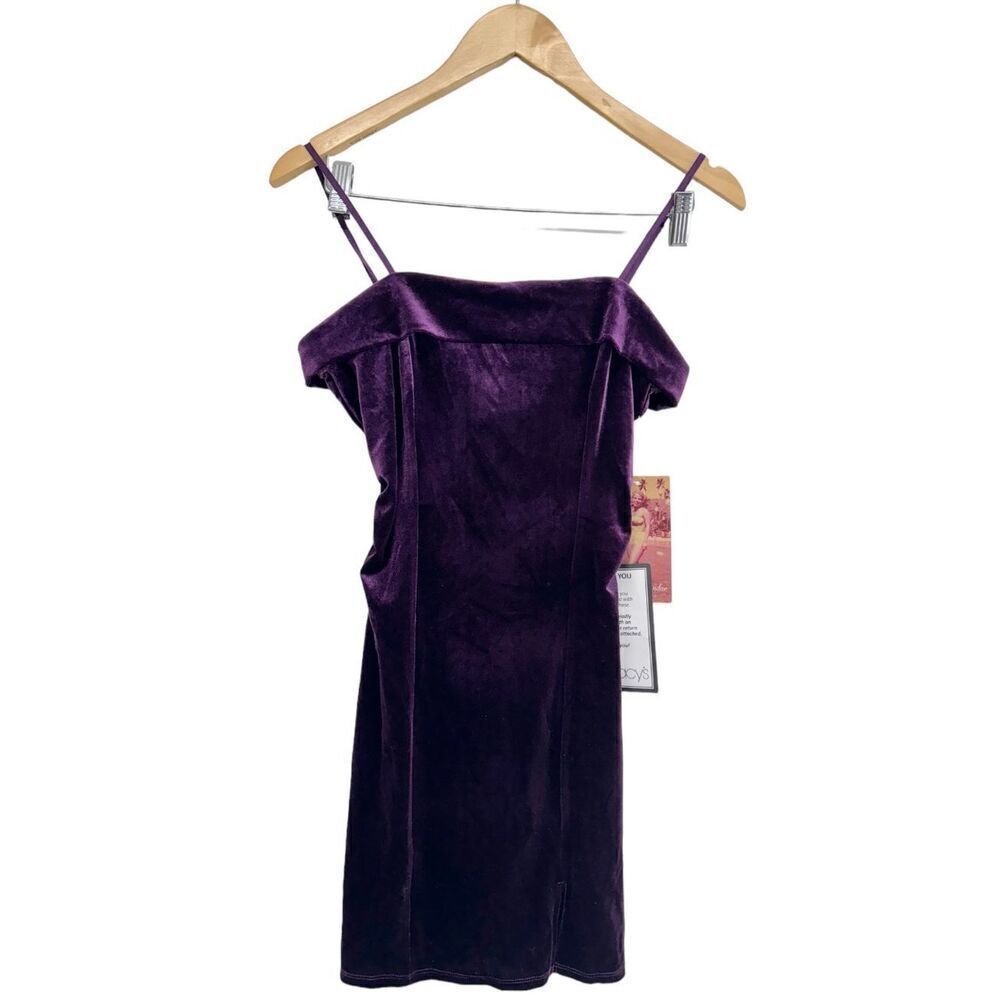 Emerald Sundae Bodycon Mini Dress Size Small Purple Velvet Sleeveless Ruched NEW